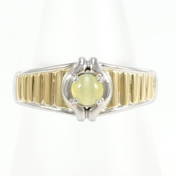 Chrysoberyl Cat's Eye Ring set in K18 Yellow Gold & Platinum PT900, 0.40ct, Size 10.5, Gold, for Women, Pre-Owned