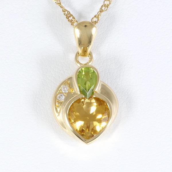 K18 Yellow Gold Ladies Necklace (approx. 40cm) with Citrine, Peridot and 0.03ct Diamond