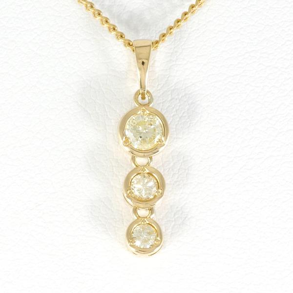 K18 Yellow Gold Necklace with Yellow Diamond 0.31, Approximate Total Weight 3.1g, Length 40cm