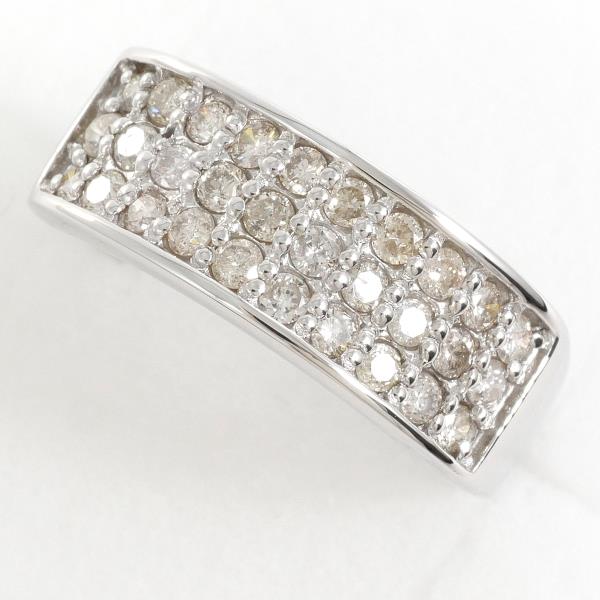 "K18 White Gold 18k Ring with 1.00ct Brown Diamond Size 16 - Weight approx. 4.8g for Women"