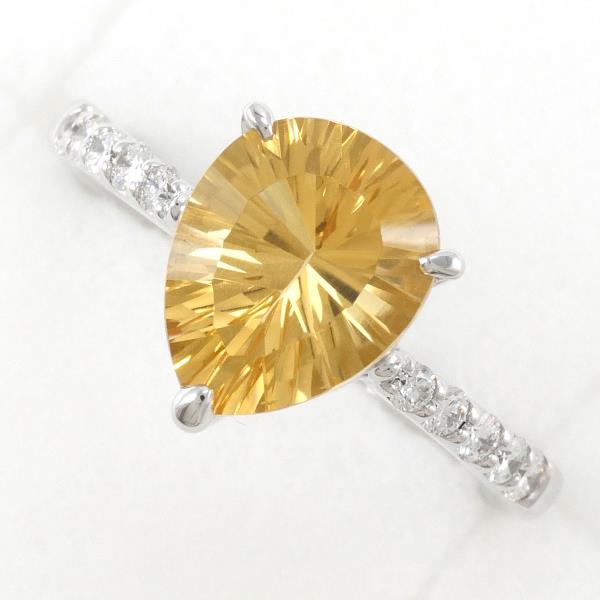 K18 White Gold Ring, Size 12 with 2.05ct Citrine & 0.21ct Diamond, Approx.Weight 3.6g