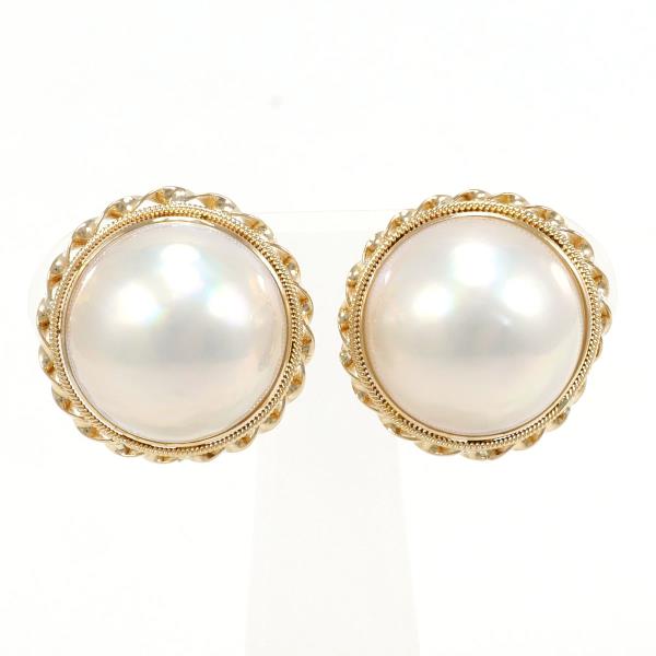 Ladies' Earrings of 18K Yellow Gold with Mabe Pearl, Total Weight 9.9g - Pre-owned Jewelry