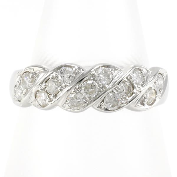 Platinum PT900 Diamond (0.50ct) Ring, 3.9g Weight, Ring Size 12, Silver, Women's Pre-Owned Luxury Jewelry