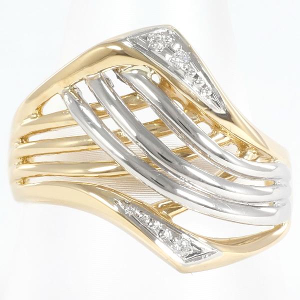 PT900 Platinum and K18YG Diamond Ring, Size 14, Total Weight around 4.9g, Ladies' Gold Jewelry