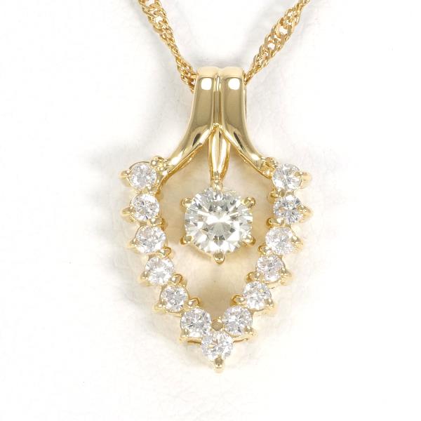 Ladies Necklace with Yellow Diamond 0.20 SI2 and Diamond 0.25ct in K18 18k Yellow Gold, Total Weight Approx 3.1g, Length