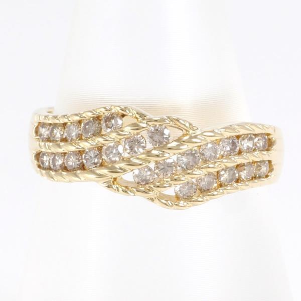 Ladies' 18K Yellow Gold Ring with 0.50ct Brown Diamond, Size 12, Total Weight 3.3g