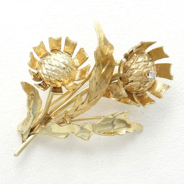 [LuxUness]  14K YG Brooch with Diamond, Total Weight roughly 5.0g, Ladies' Gold Jewelry in Excellent condition