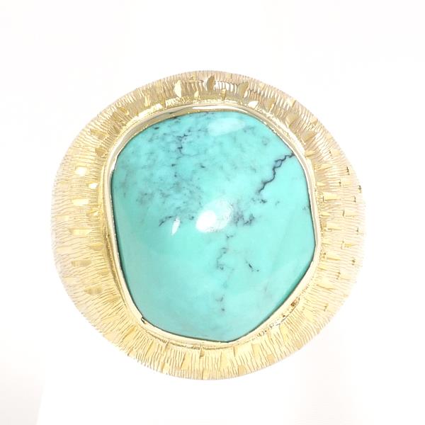 K14 14K Yellow Gold Ring, Size 12.5, with Turquoise Stone, Total Weight Approx. 6.2g