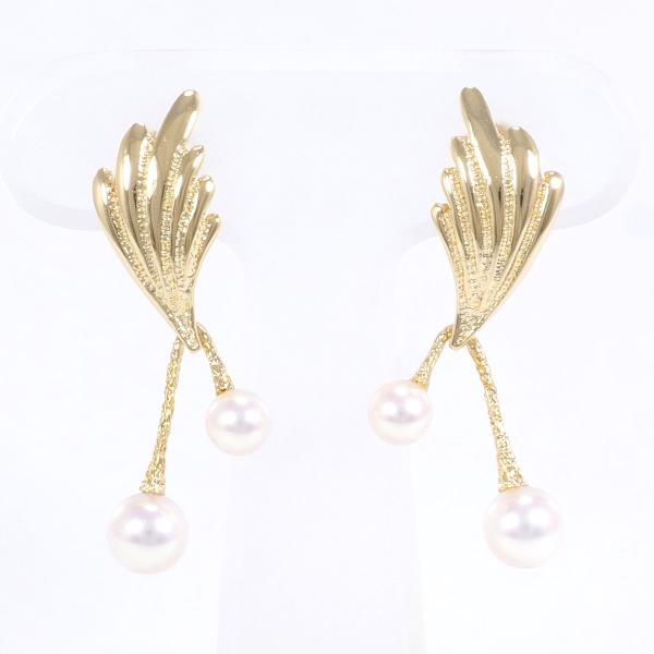 Ladies' 18K Yellow Gold Pearl Earrings, Total Weight 3.8g