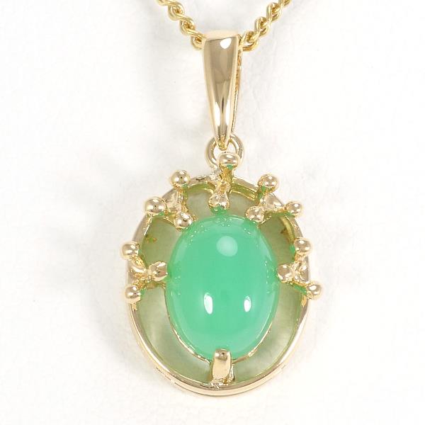 18ct Yellow Gold Necklace with Chrysoprase, Total Weight Approx. 3.8g, Length 43cm