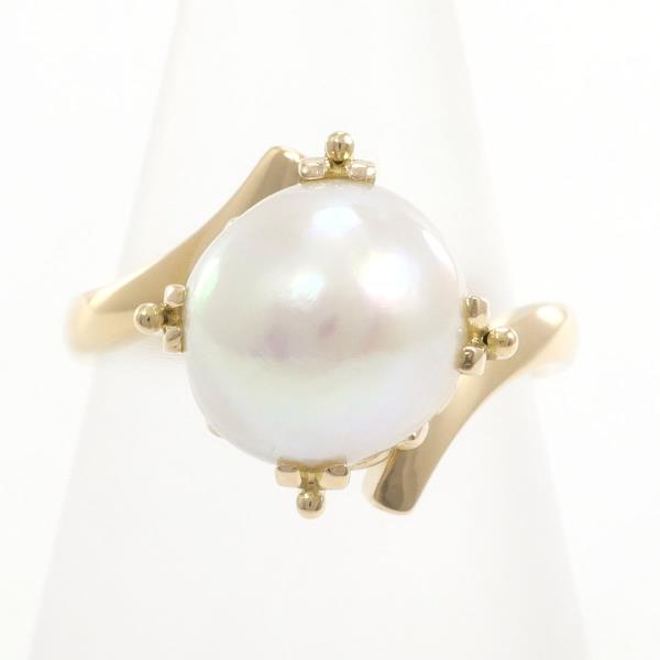 K18 Yellow Gold Ring with Approximately 10.5mm Pearl, Size 11.5, Weighs Approximately 6.4g