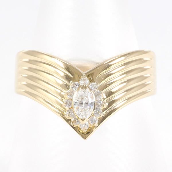 K18 Yellow Gold Diamond Ring, 10.5 Size, 0.17ct Diamond, 3.6g Total Weight