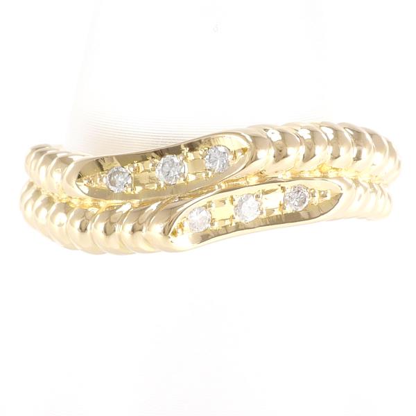 Ladies' 18K Yellow Gold Ring with Diamond, Size 12, Approximately 3.2g in Weight