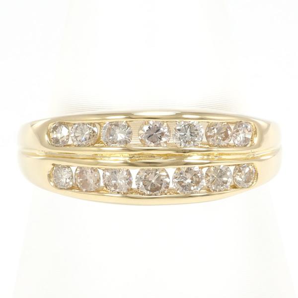 18K Yellow Gold Ring with 0.62 Carat Brown Diamond, Size 11.5, Weight Approximately 3.1g for Ladies