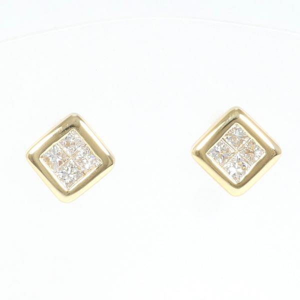 18K Yellow Gold Earrings with 0.30 Carat Diamond Each, Ladies', Weight Approximately 2.2g