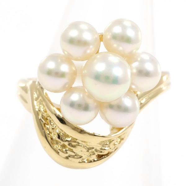 18K Yellow Gold Ring with Approximately 4-5mm Pearl, Size 7.5, Total Weight About 3.9g (Ladies' Used)