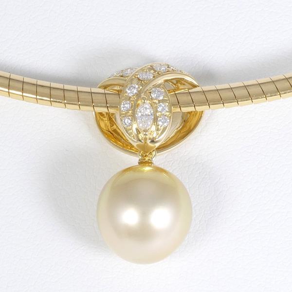 Pola K18YG Pearl & Diamond 0.20ct 24.9g Necklace for Women, 45cm