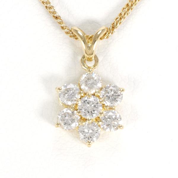 K18 18K Yellow Gold Necklace with 0.52ct Diamond, Total Weight approx. 3.5g, Length approx. 40cm, Ladies Gold Jewelry (Pre-owned)