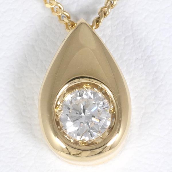 K18 18K Yellow Gold Necklace with 0.21 Carat Diamond SI2, Total Weight Approximately 2.9g, Length About 40cm, Women's