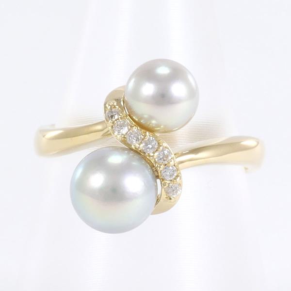 K18 Yellow Gold Pearl and Diamond Ring with Approx 6-7mm Pearl, 0.07ct Diamond, and Total Weight of 3.9g - Size 12.5 for Women