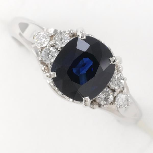 PM900 Platinum Ring with 1.04ct Sapphire, 0.12ct Diamond, and Total Weight of 3.8g - Size 8 for Women