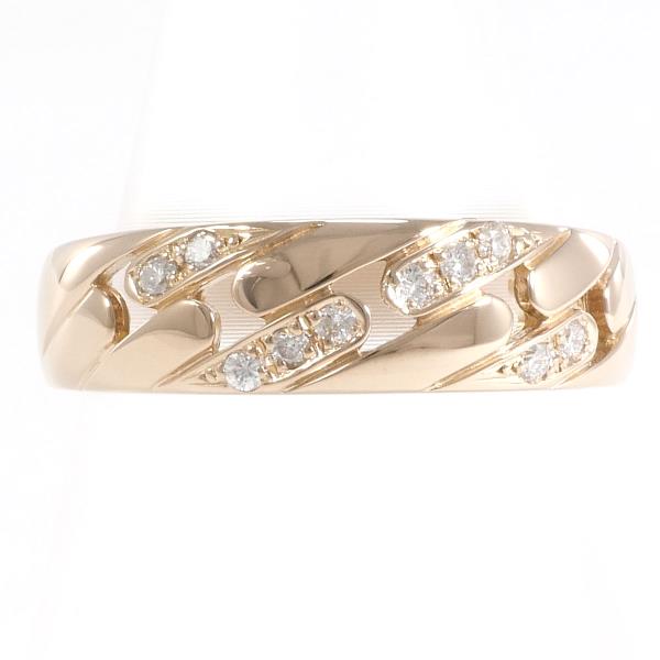 K18 18K Pink Gold Ring with 0.11 Carat Diamond, Size 13, Total Weight Approximately 4.5g, Women's