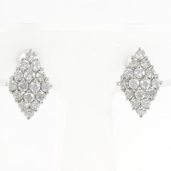 [LuxUness]  Platinum PT850 Diamond Earrings, 0.103ct Diamond (pair), 5.6g Total Weight  in Excellent condition