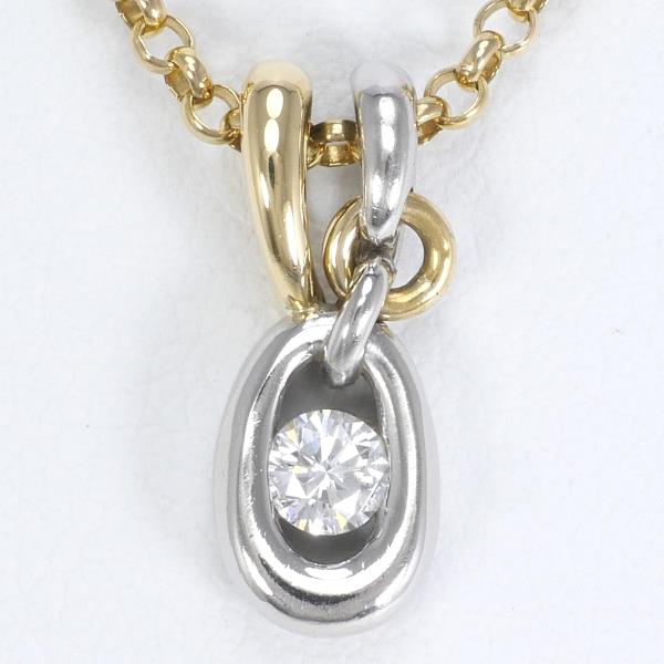 Verite Platinum PT900 & K18YG Necklace with 0.10ct Diamond, Total Weight Approximately 4.8g, 44cm Length, Ladies' Jewelry