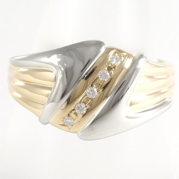Pre-Owned Chic Ladies' Ring, Size 12.5 with D0.05ct Diamond in Platinum PT900/K18 Yellow-Gold 100302050a601302