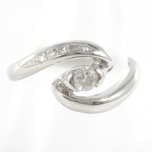 Platinum PT850 Women's Ring with 0.16ct and 0.02ct Diamonds - Size 13, Total Weight Approximately 5.8g