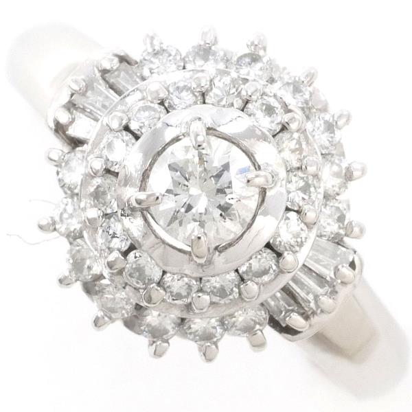 Platinum PT900 Ring with 0.60ct Diamond, Size 9, Total Weight Approximately 4.9g, Ladies' Jewelry