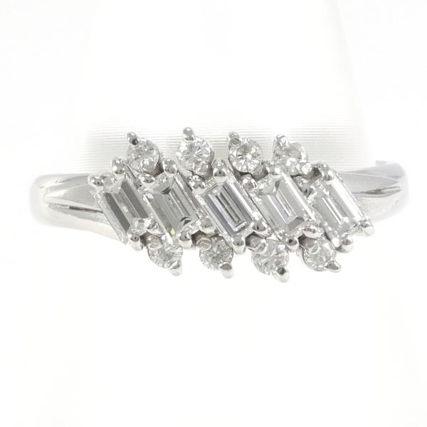 Platinum PT900 Ring with 0.67ct Diamond, Size 13, Total Weight Approximately 4.5g, Ladies' Jewelry