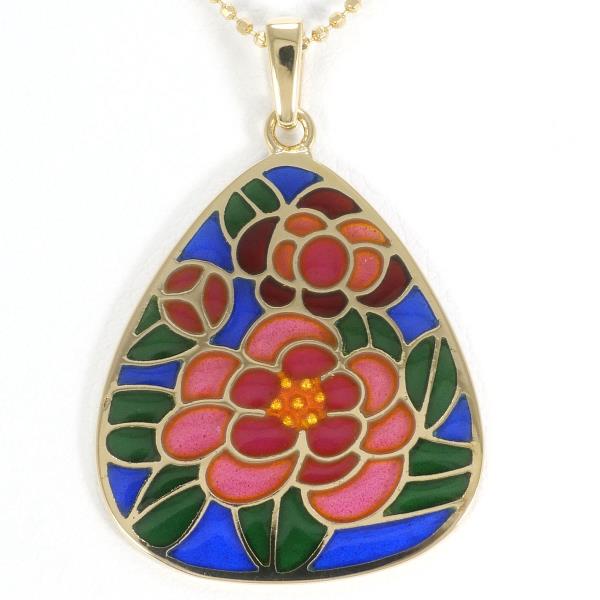 K18 Yellow Gold Enamel Necklace, Total Weight Approx. 5.2g, Length Approx. 40cm (Used)