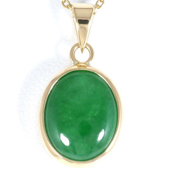 K18 Yellow Gold Necklace with Jade, Total Weight Approx. 4.9g, Length Approx. 41cm (Used)