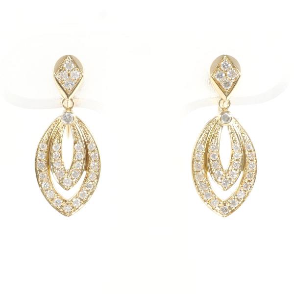 K18 Yellow Gold Earrings with 0.25 Carat Diamonds Each, Total Weight Approx. 3.4g (Used)
