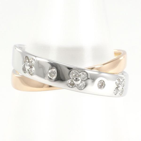 Flower Motif D0.15ct Ring in K18 White Gold/Pink Gold/Diamond Size 10.5 for Women