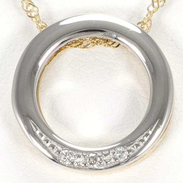 Platinum PT900 and K18 Yellow Gold Necklace with 0.03ct Diamond, Total Weight ~4.1g, Length ~39cm - Women's Pre-Owned Silver Necklace