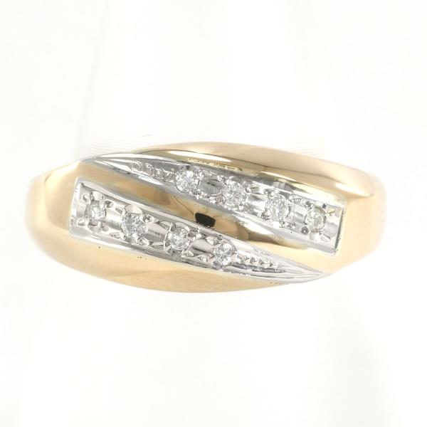 [LuxUness]  PT900 Platinum & K18 18k Yellow Gold Ring with 0.06ct Diamond, Size 11.5, Weight ~4.6g in Excellent condition