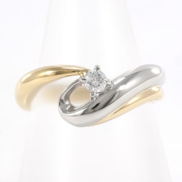 [LuxUness]  PT900 Platinum & K18 18k Yellow Gold Ring with 0.10ct Diamond, Size 12, Weight ~4.0g  in Excellent condition