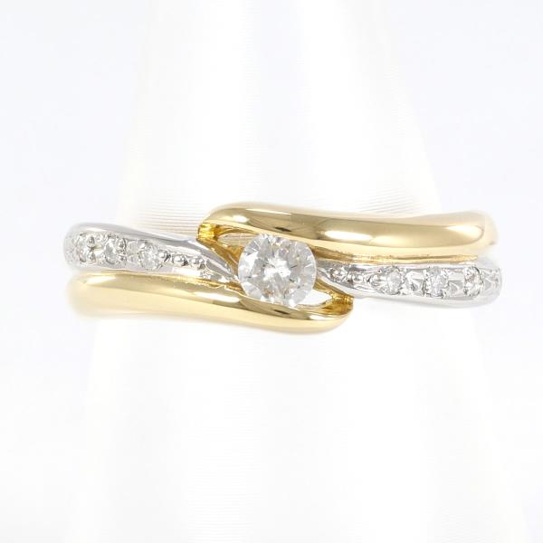 PT900 Platinum & K18 18k Yellow Gold Ring with 0.18ct Diamond, Size 11, Weight ~3.6g