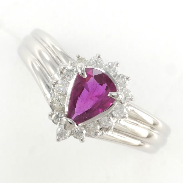 PT850 Platinum Ring with Ruby 0.56ct and Diamond 0.22ct, Size 11.5, Total Weight Approx. 5.8g