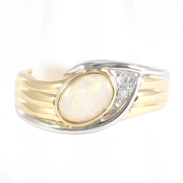 Ladies' PT900 Platinum and K18 Yellow Gold Ring with 0.38 carat Opal and 0.02 carat Diamond, Size 11.5