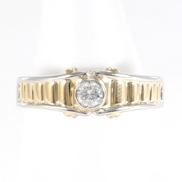 PT900 Platinum & 18K Yellow Gold Ring with 0.12ct Diamond, Size 12.5, 4.8g Total Weight, Women's Jewelry