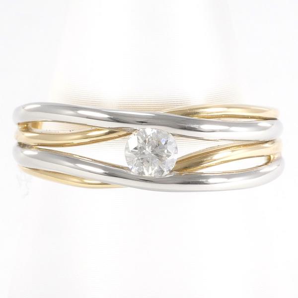 Pre-Owned Contemporary Ladies' Ring, Size 12.5 with D0.21ct Diamond in Platinum PT900/K18 Yellow-Gold 100302050a700599