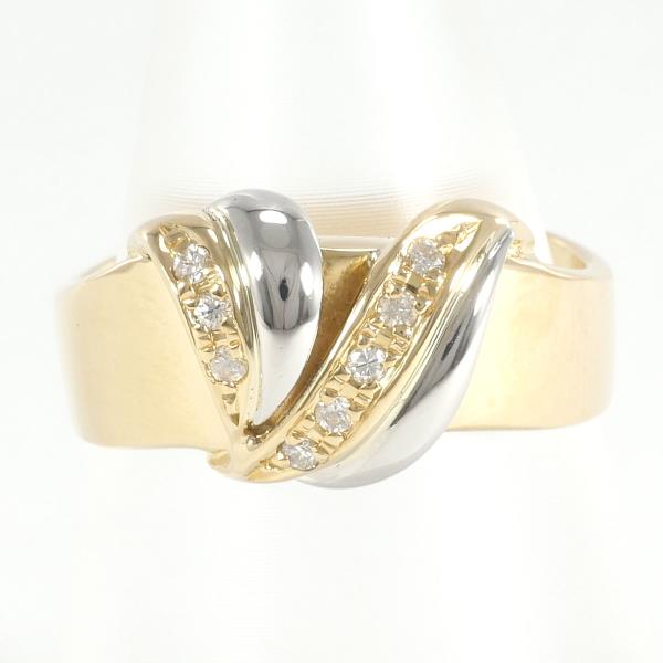 PT900 Platinum & 18K Yellow Gold Ring with 0.08ct Diamond, Size 11.5, 5.3g Total Weight, Women's Jewelry