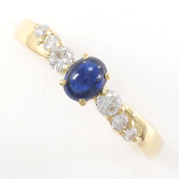 K18 18k Yellow Gold Ring with 0.53ct Sapphire and 0.27ct Diamond, Size 17, Weight ~3.1g