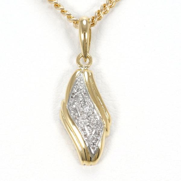 Platinum PT900 & K18YG Diamond Necklace - 0.03 CT, 5.6gm Total Weight, Approx 40cm, Ladies' Jewelry