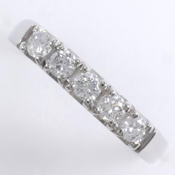 Platinum PT900 Diamond Ring, Size 14, Diamond 0.43ct, Total Weight Approximately 3.9g, Ladies' Silver Jewelry