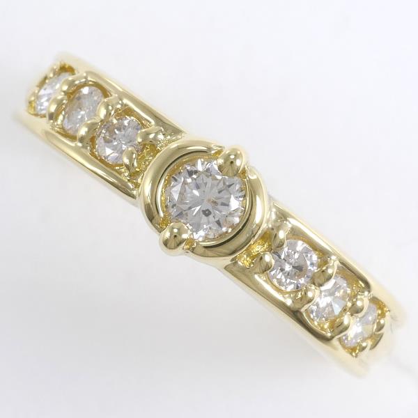 18k K18 Yellow Gold Diamond Ring, Size 5.5, Total Weight Approximately 2.8g, Ladies' Gold Jewelry