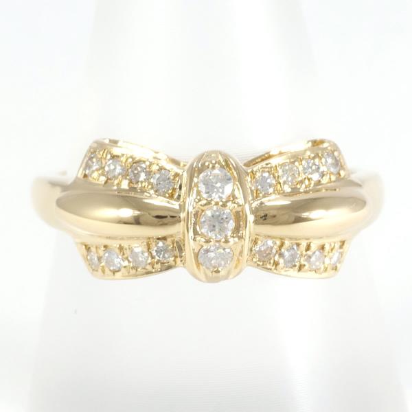 Pre-Owned Ribbon Motif Ladies' Ring, Size 15 with D0.30ct Diamond in K18 Yellow-Gold 100302050a700741